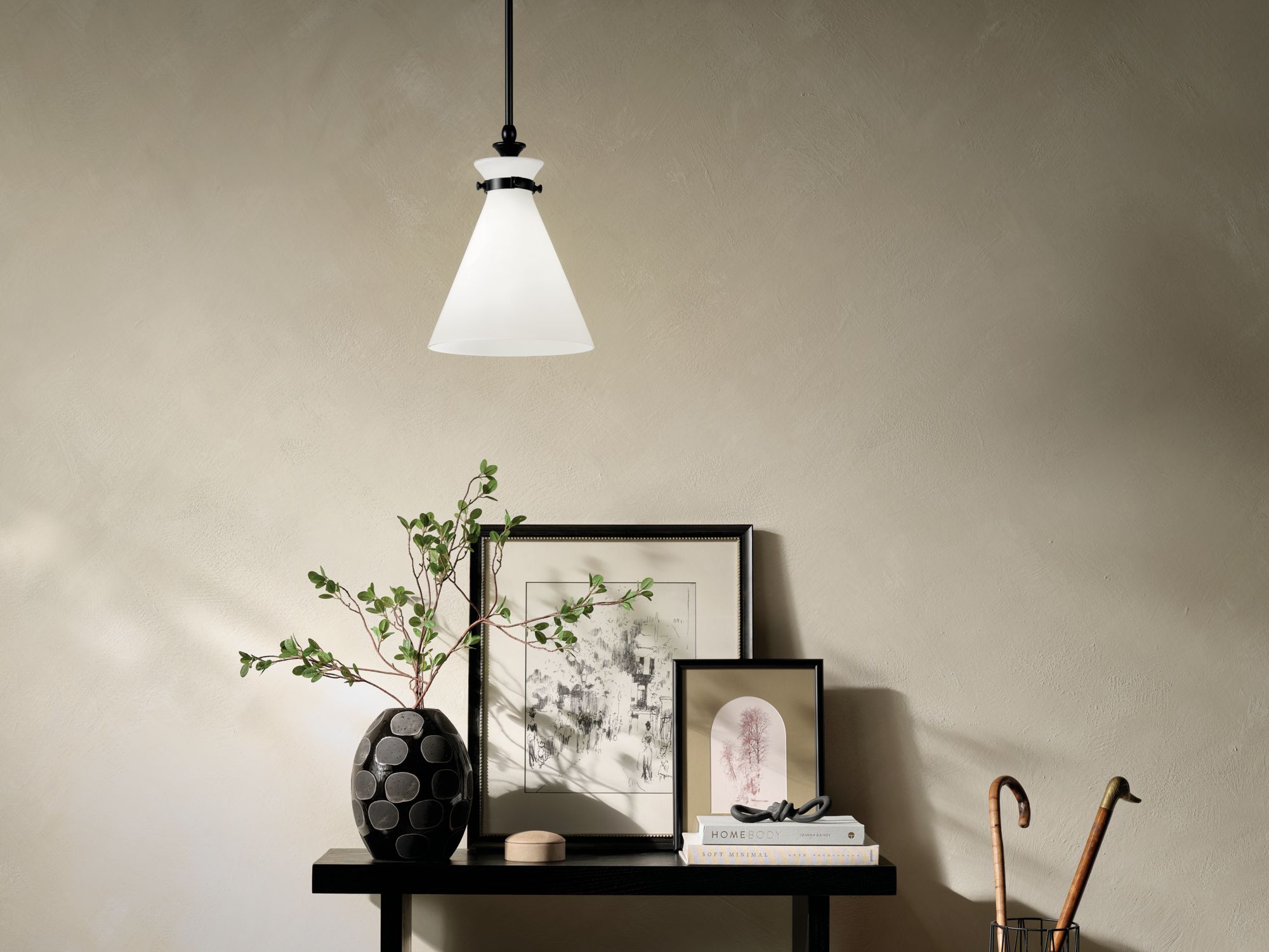 Image 4 Kichler Laria 10.5 Inch 1 Light Pendant with Opal Glass in Black more views