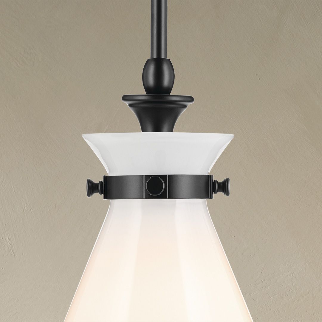 Image 5 Kichler Laria 10.5 Inch 1 Light Pendant with Opal Glass in Black more views