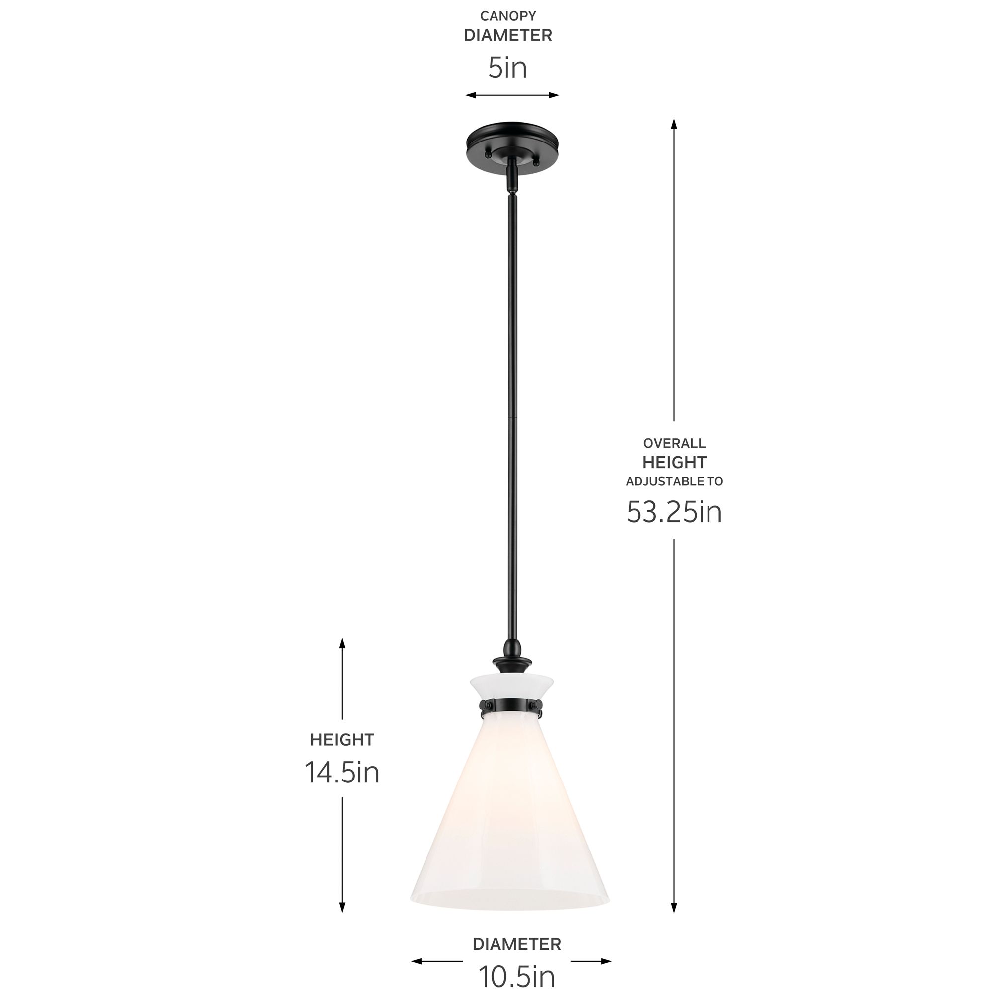 Kichler Laria 10.5 Inch 1 Light Pendant with Opal Glass in Black