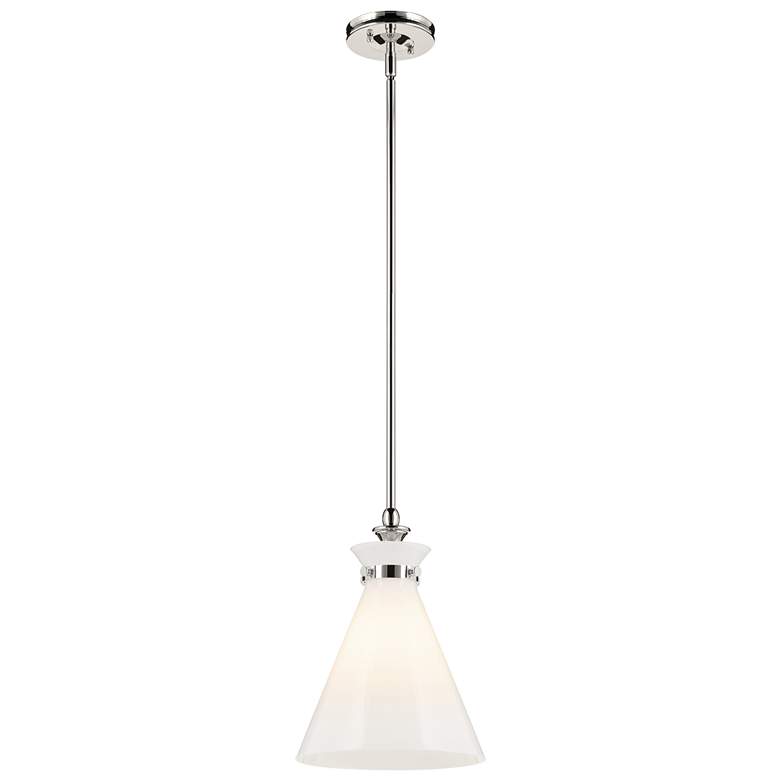 Image 1 Kichler Laria 10.5 Inch 1 Light Pendant with Opal Glass in Polished Nickel