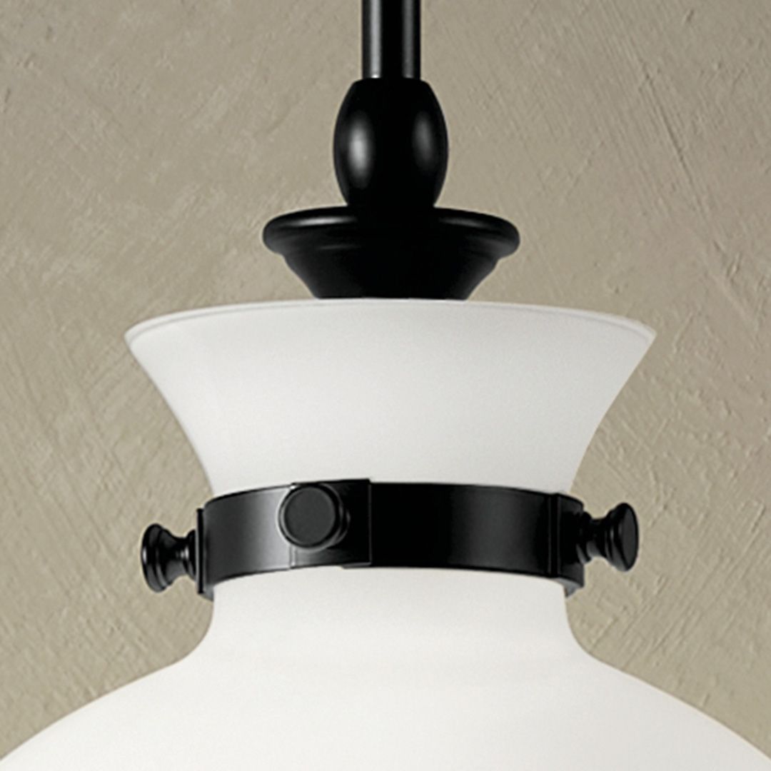 Image 5 Kichler Laria 10 1/2" Black Finish with Opal Glass Pendant Light more views