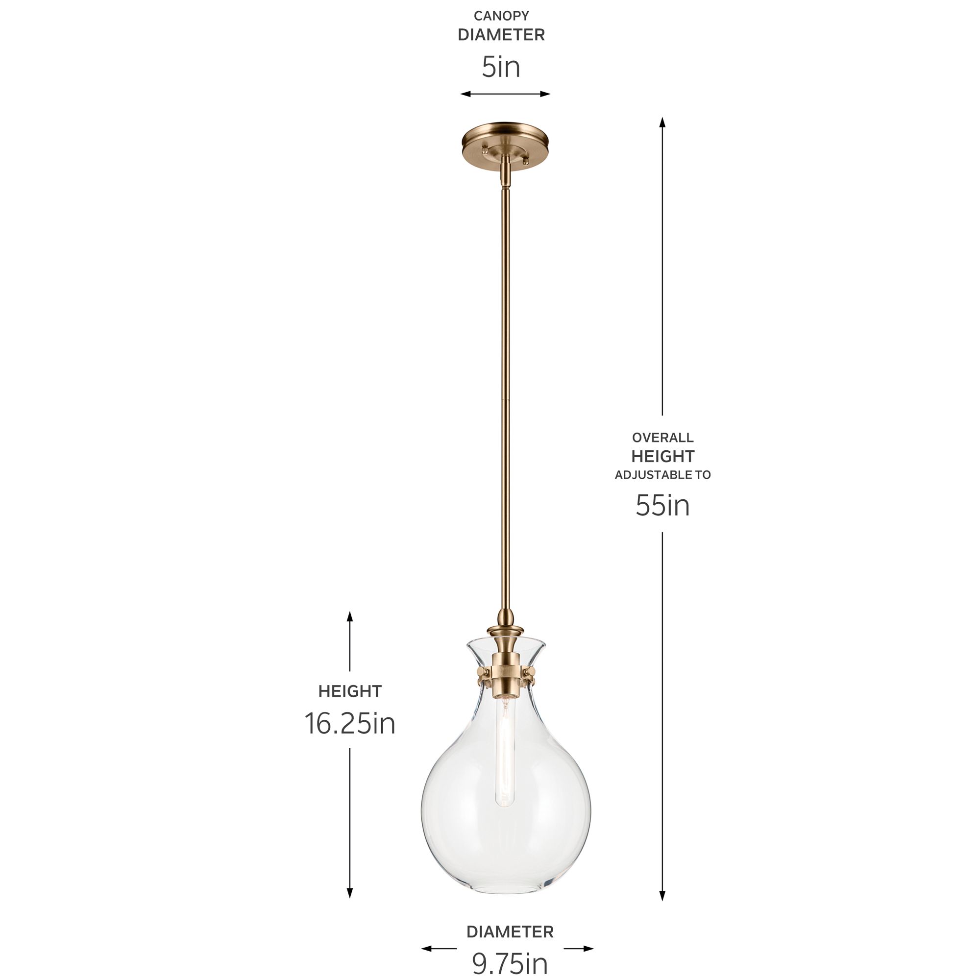 Kichler Laria 14 14/" 1 Light Pendant Clear Glass in Champange Bronze