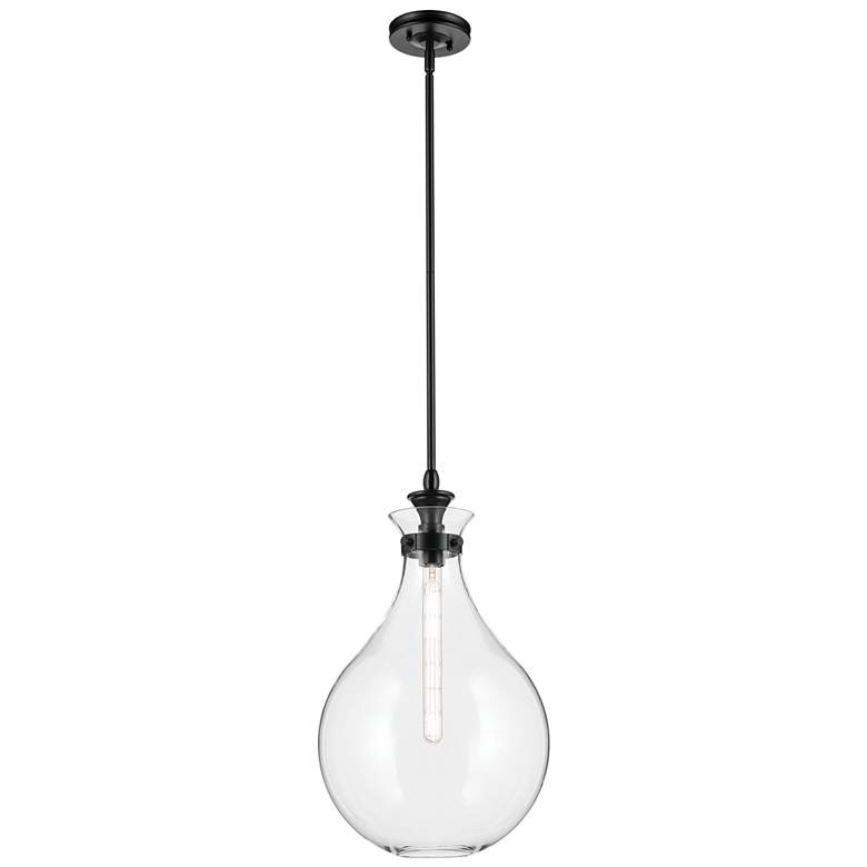 Image 1 Kichler Laria 14 Inch 1 Light Pendant with Clear Glass in Black