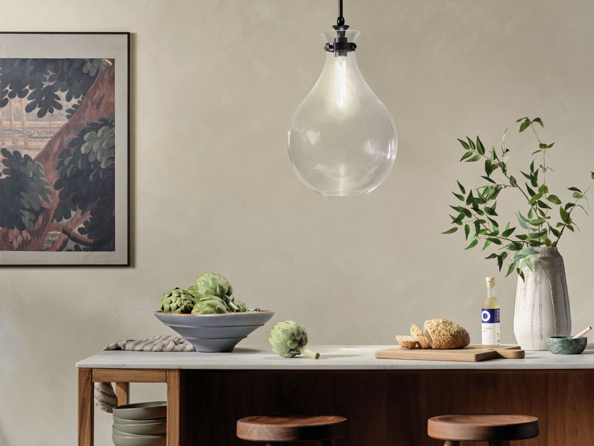 Image 3 Kichler Laria 14 Inch 1 Light Pendant with Clear Glass in Black more views