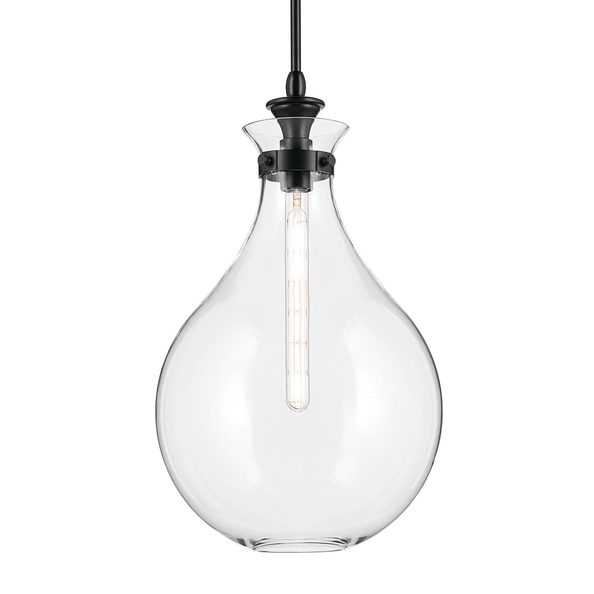 Image 6 Kichler Laria 14 Inch 1 Light Pendant with Clear Glass in Black more views