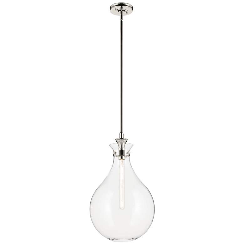 Image 1 Kichler Laria 14 Inch 1 Light Pendant with Clear Glass in Polished Nickel