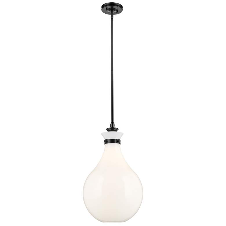 Image 1 Kichler Laria 14 Inch 1 Light Pendant with Opal Glass in Black