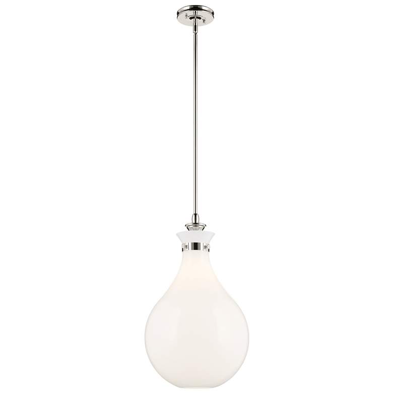 Image 1 Kichler Laria 14 Inch 1 Light Pendant with Opal Glass in Polished Nickel