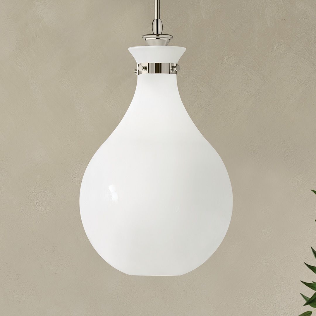 Image 4 Kichler Laria 14 Inch 1 Light Pendant with Opal Glass in Polished Nickel more views