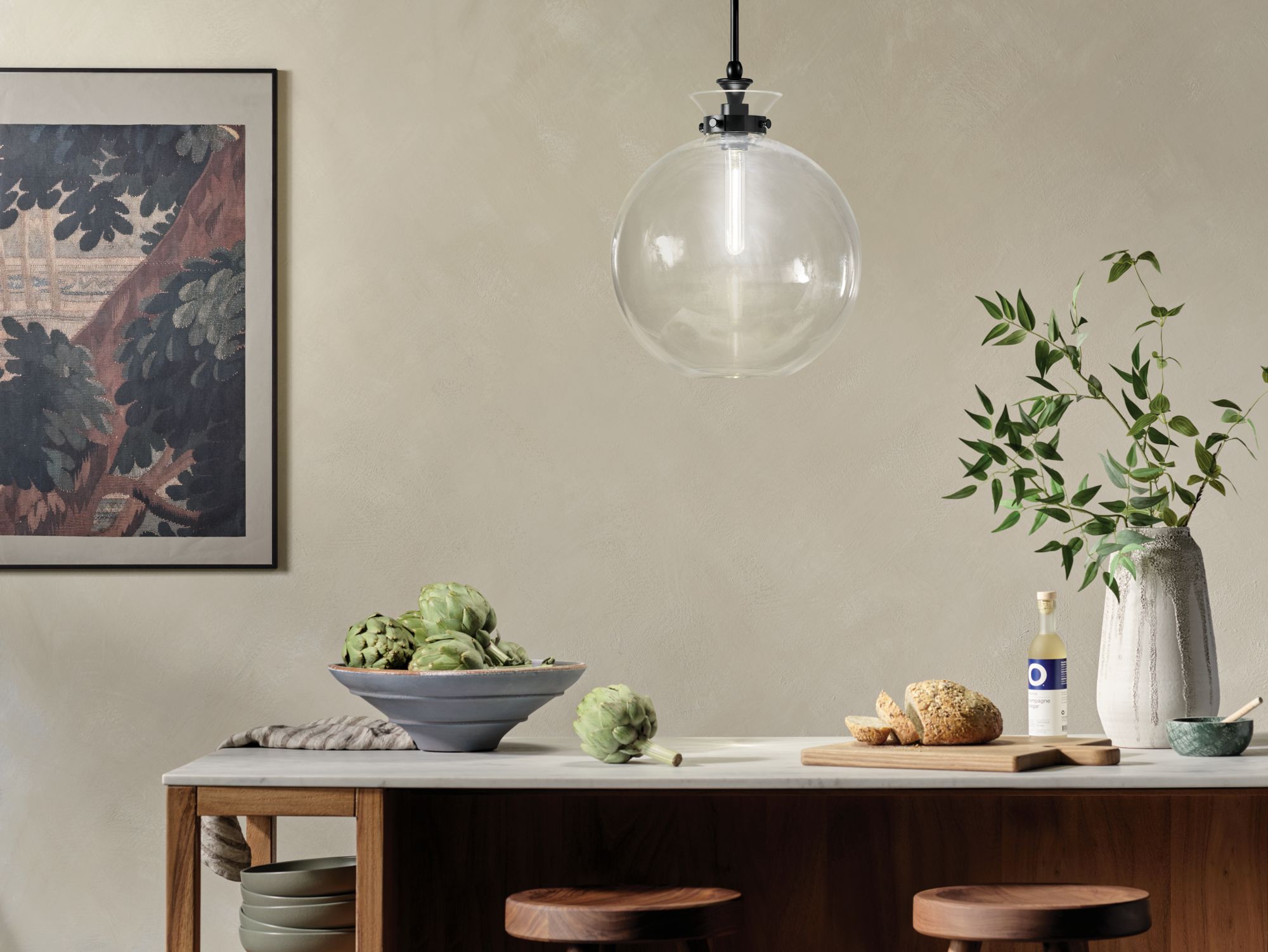 Image 4 Kichler Laria 15 Inch 1 Light Pendant with Clear Glass in Black more views