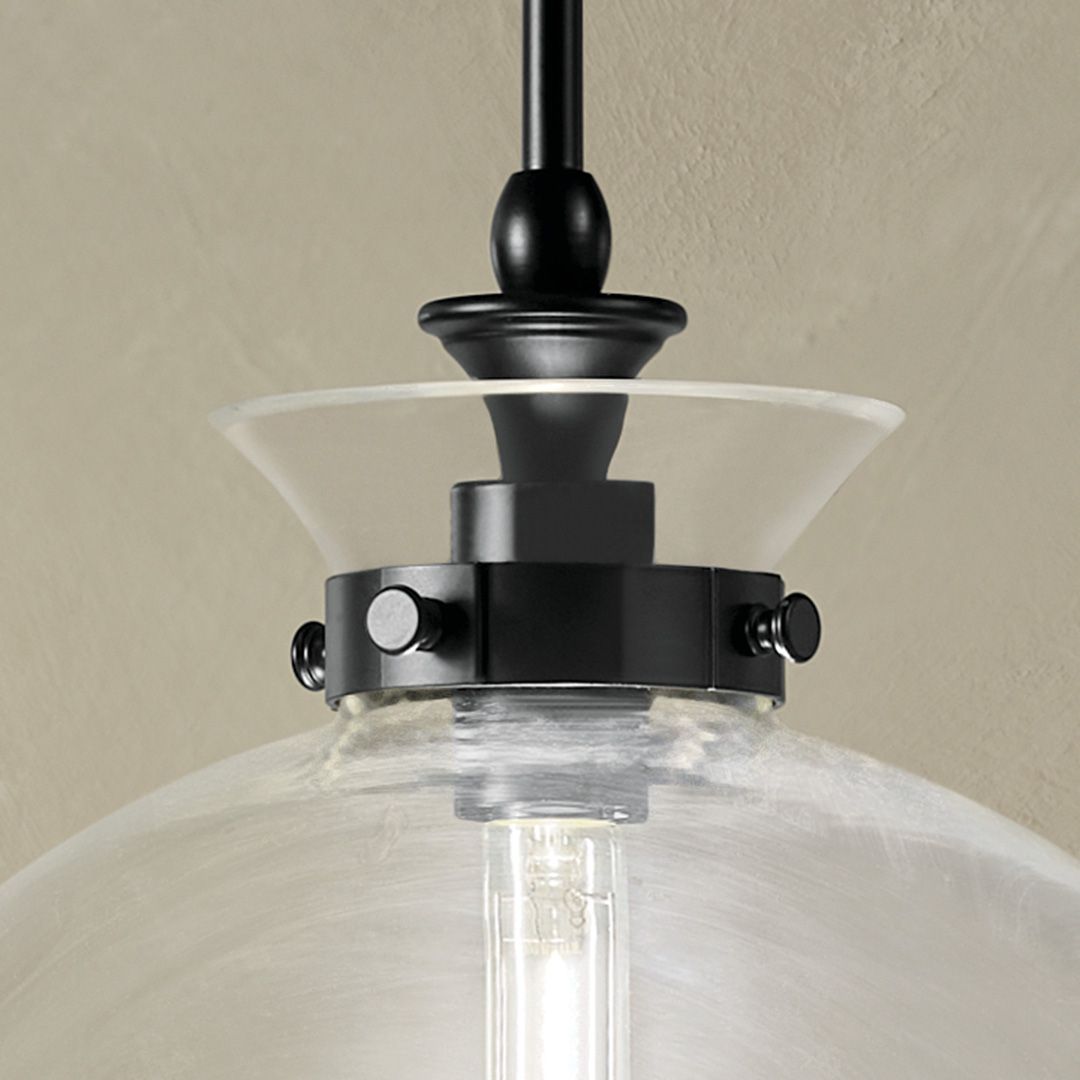 Image 5 Kichler Laria 15 Inch 1 Light Pendant with Clear Glass in Black more views