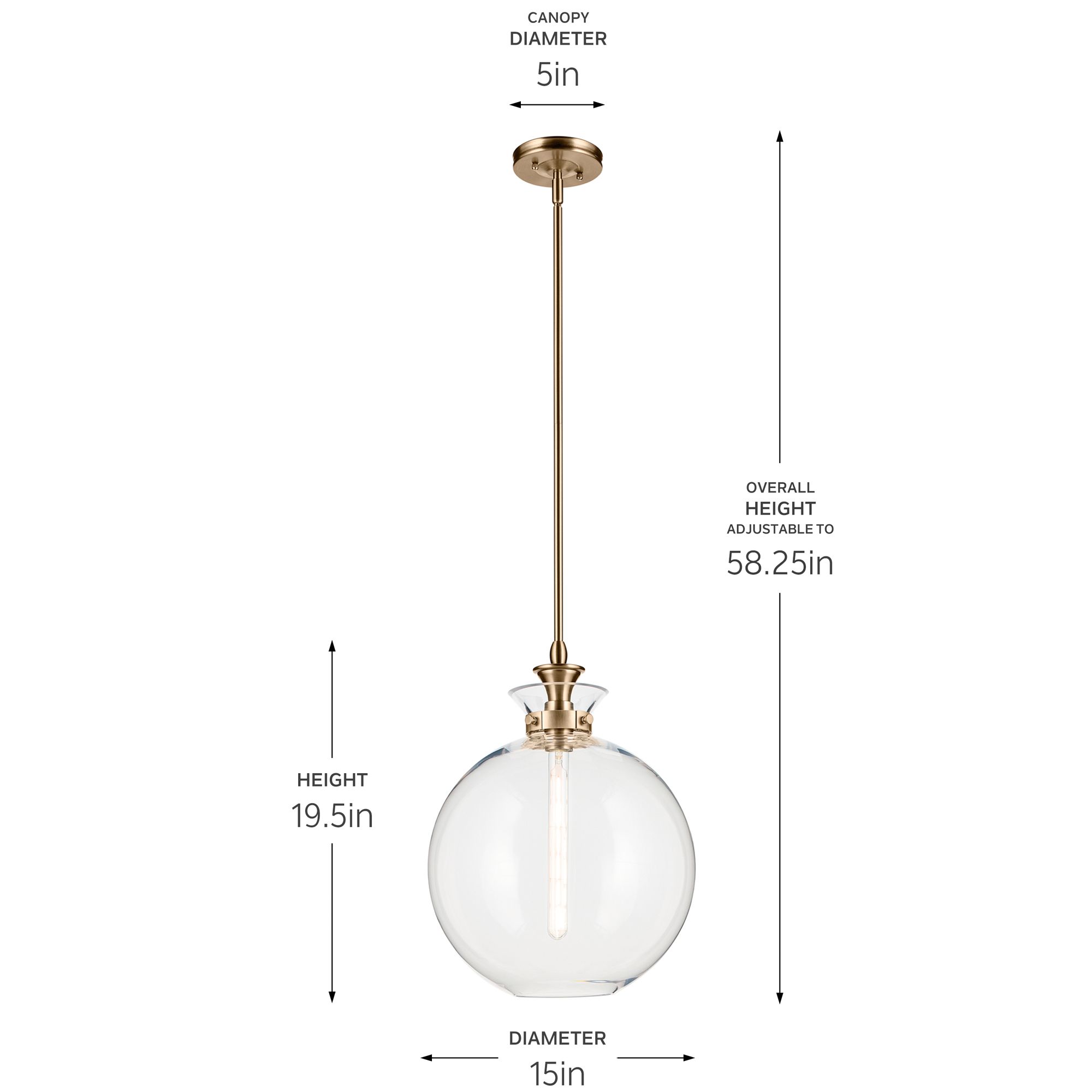 Kichler Laria 15 Inch 1 Light Pendant with Clear Glass in Champagne Bronze