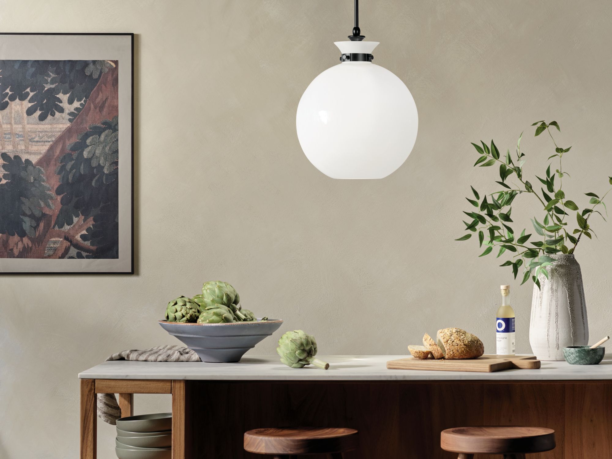 Image 4 Kichler Laria 15 Inch 1 Light Pendant with Opal Glass in Black more views