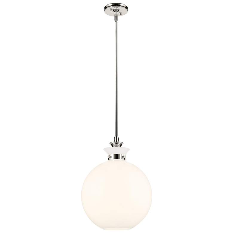 Image 1 Kichler Laria 15 Inch 1 Light Pendant with Opal Glass in Polished Nickel