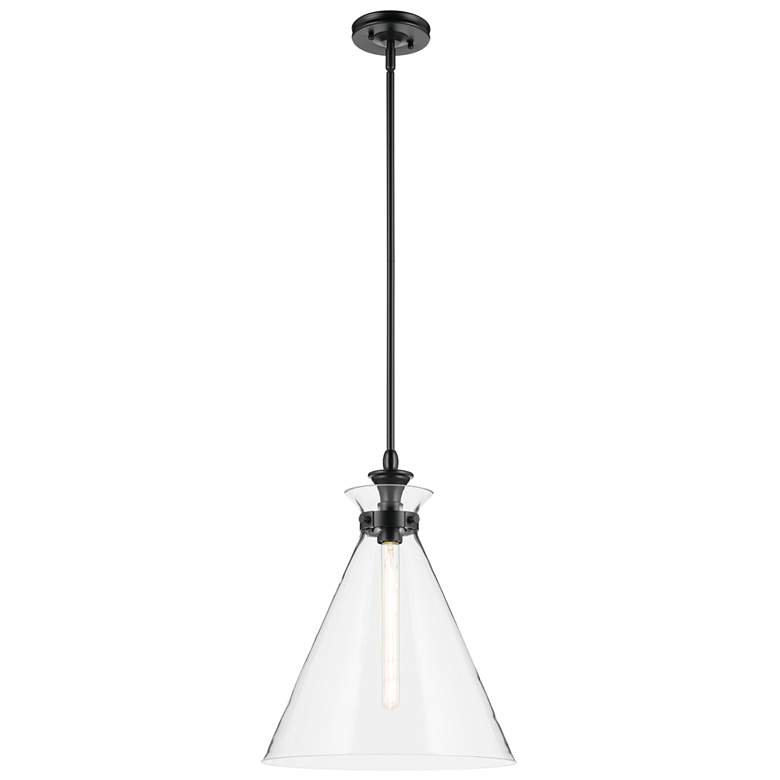 Image 1 Kichler Laria 16 Inch 1 Light Pendant with Clear Glass in Black