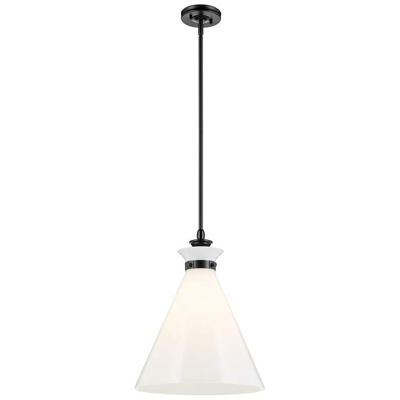 Image 1 Kichler Laria 16 Inch 1 Light Pendant with Opal Glass in Black