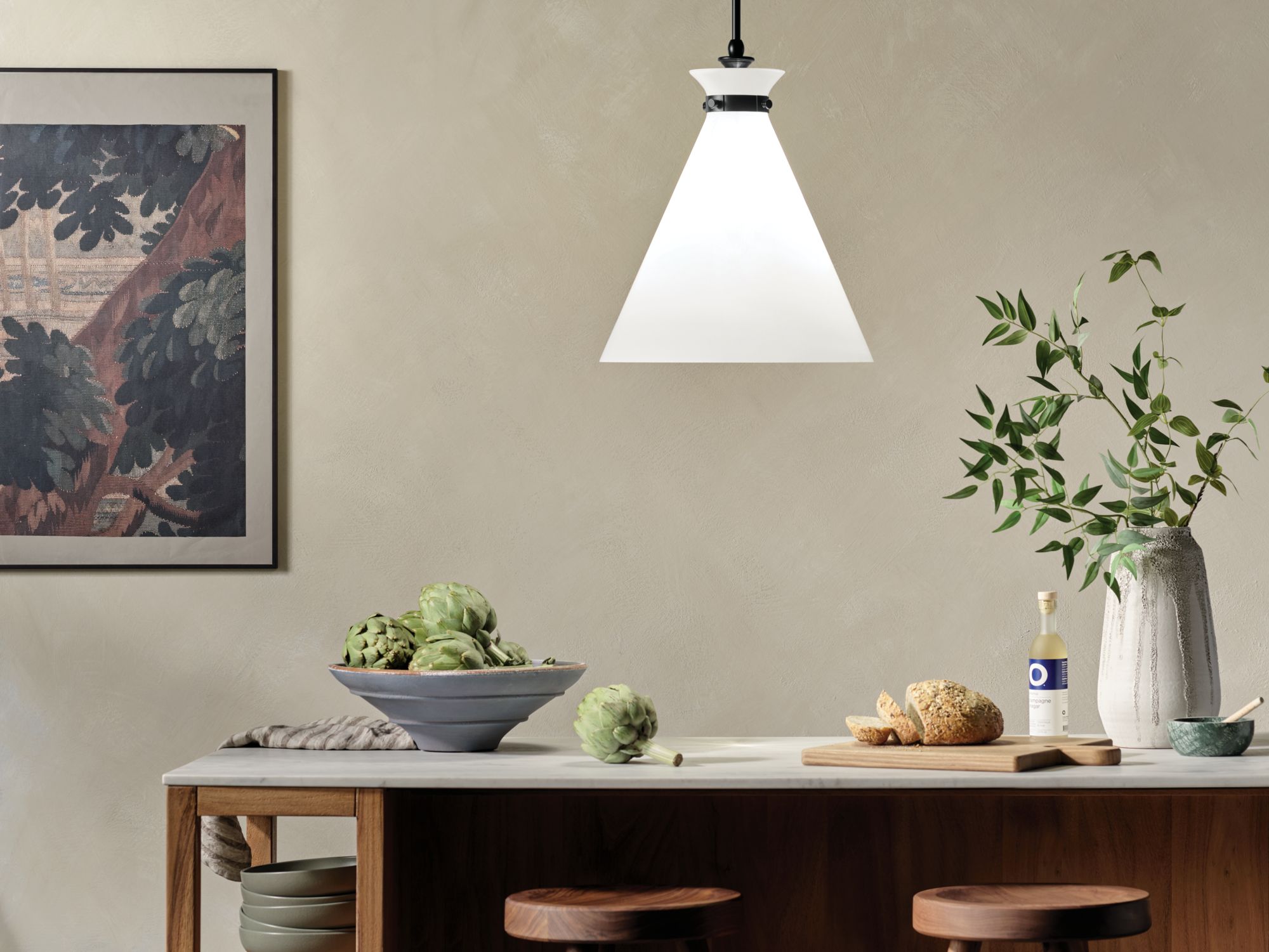 Image 3 Kichler Laria 16 Inch 1 Light Pendant with Opal Glass in Black more views