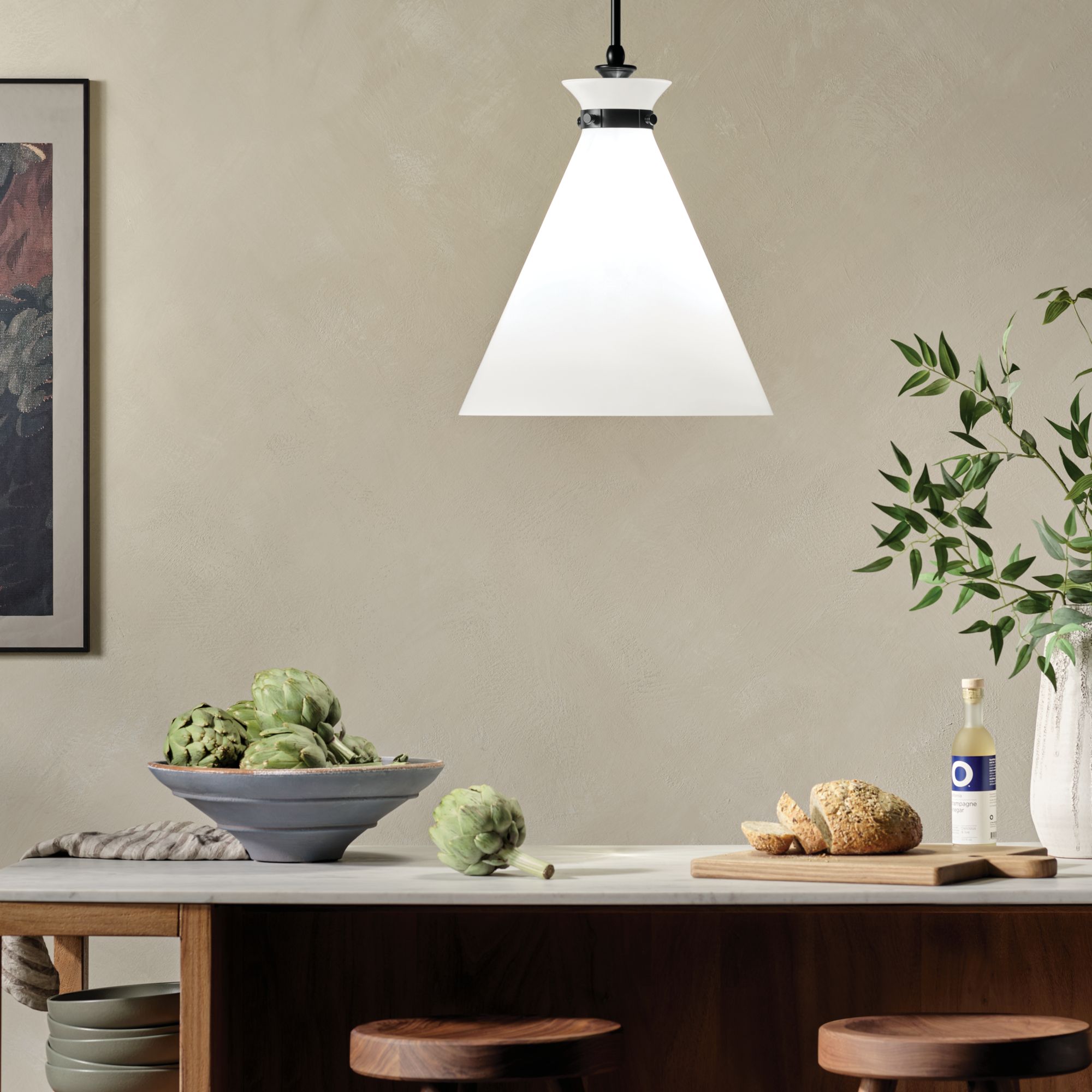 Image 4 Kichler Laria 16 Inch 1 Light Pendant with Opal Glass in Black more views