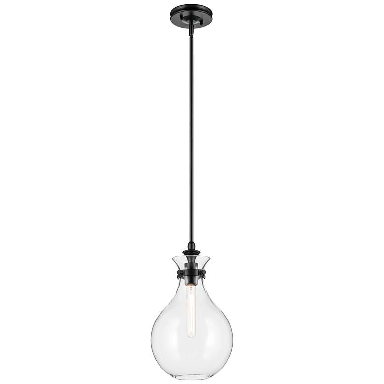 Image 1 Kichler Laria 9.75 Inch 1 Light Pendant with Clear Glass in Black