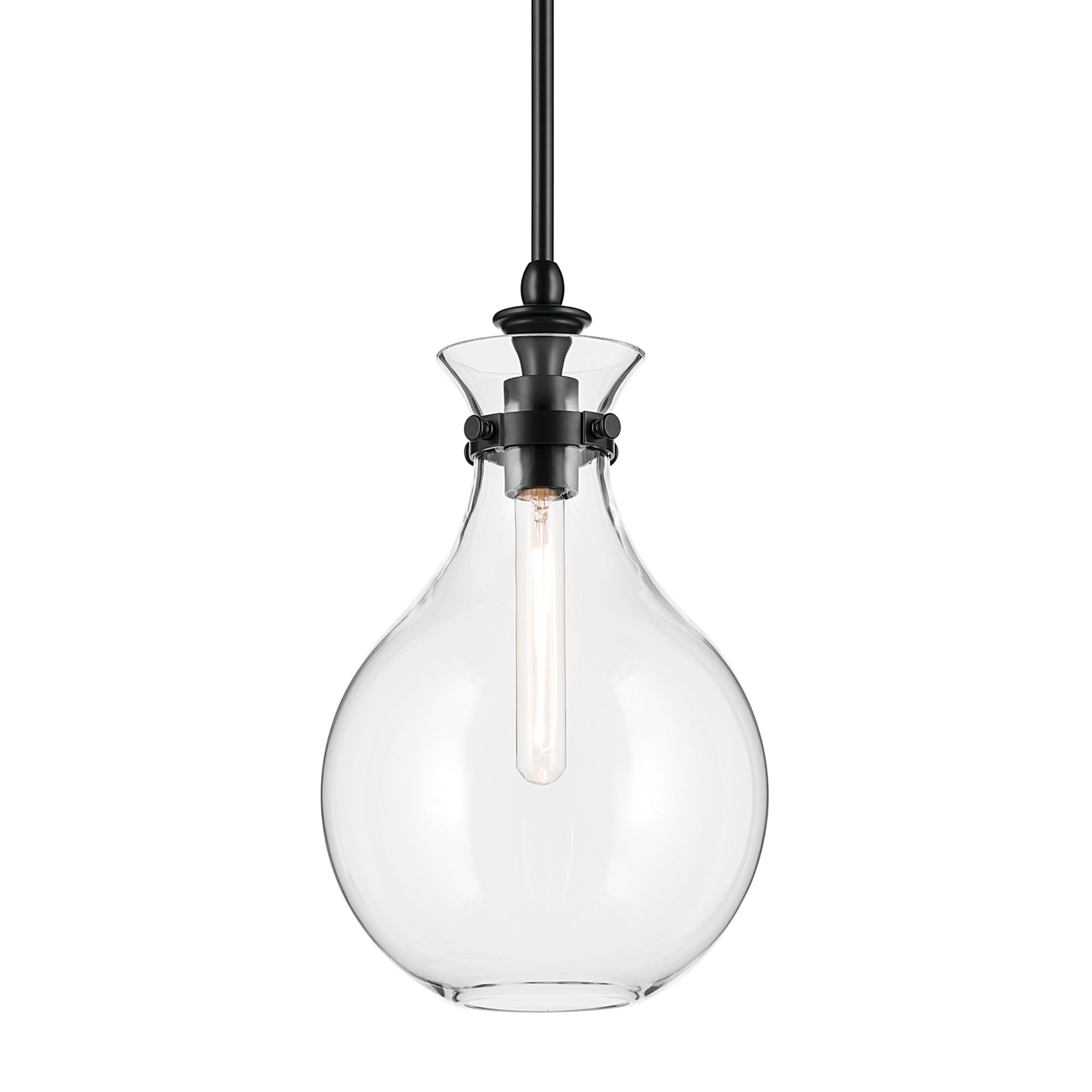 Image 6 Kichler Laria 9.75 Inch 1 Light Pendant with Clear Glass in Black more views
