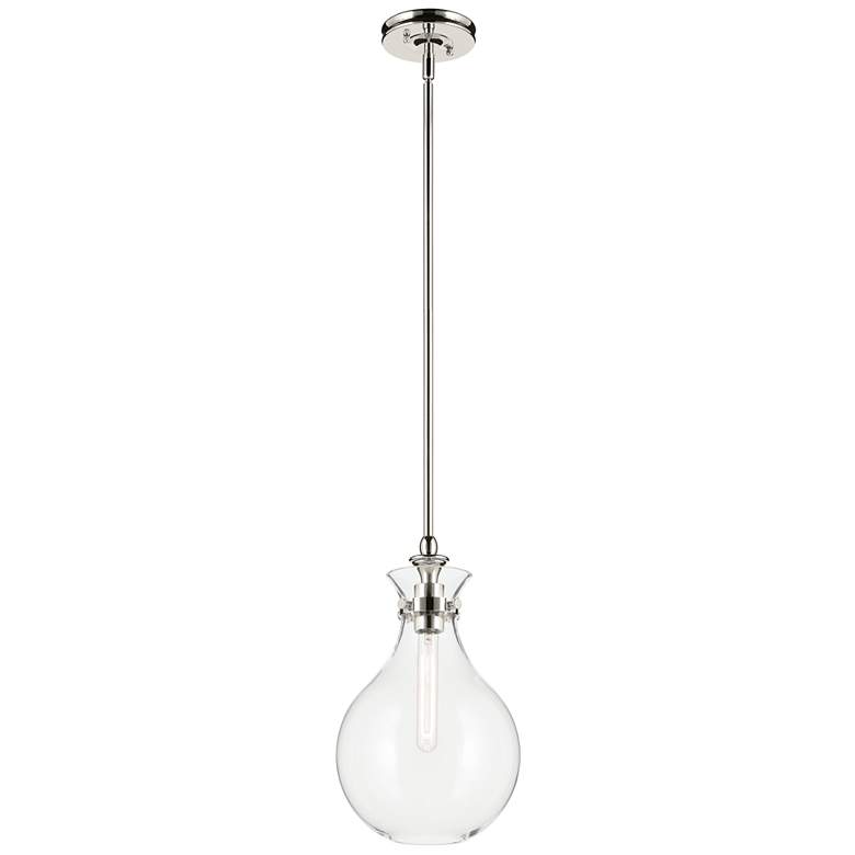 Image 1 Kichler Laria 9.75 Inch 1 Light Pendant with Clear Glass in Polished Nickel