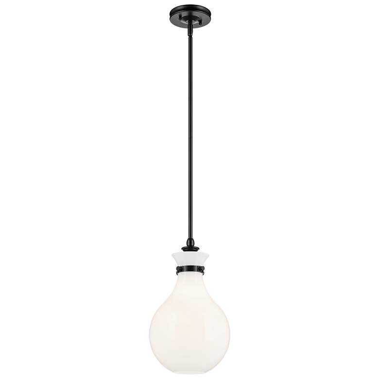 Image 1 Kichler Laria 9.75 Inch 1 Light Pendant with Opal Glass in Black