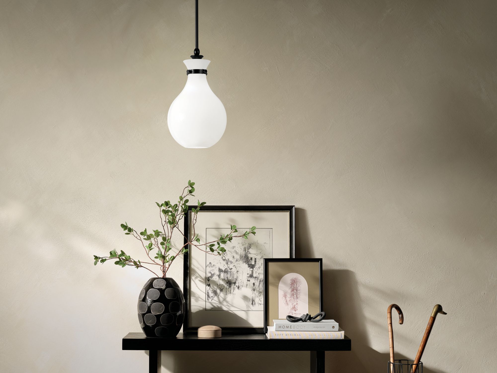 Image 4 Kichler Laria 9.75 Inch 1 Light Pendant with Opal Glass in Black more views