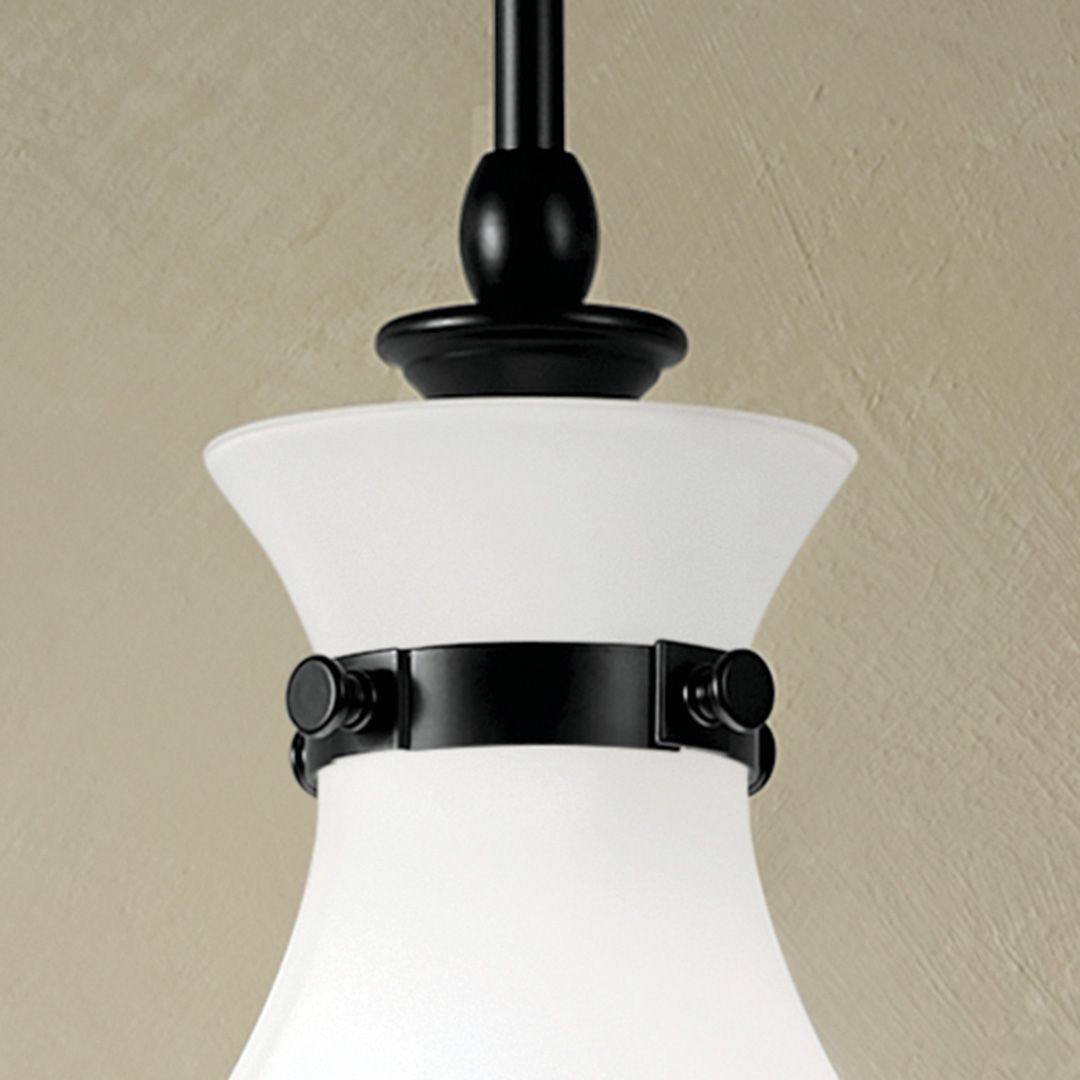 Image 5 Kichler Laria 9.75 Inch 1 Light Pendant with Opal Glass in Black more views