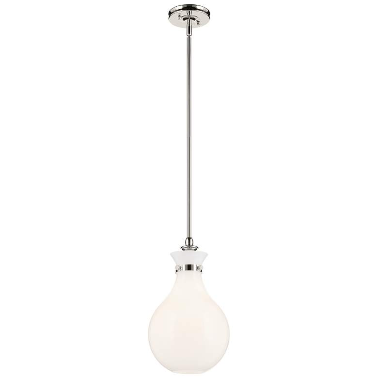 Image 1 Kichler Laria 9.75 Inch 1 Light Pendant with Opal Glass in Polished Nickel