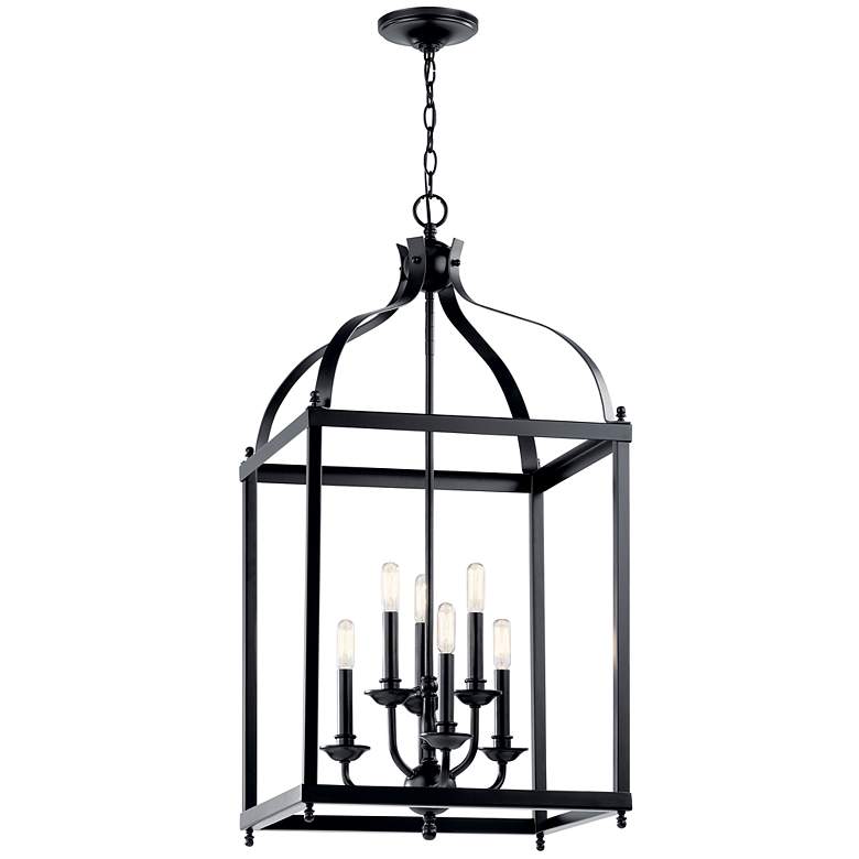 Image 2 Kichler Larkin&#8482; 36 1/4 inch Wide Black 6-Light Foyer Pendant more views