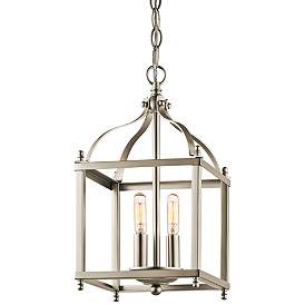 Image1 of Kichler Larkin 8" Wide 2-Light Brushed Nickel Open Cage Mini Pendant