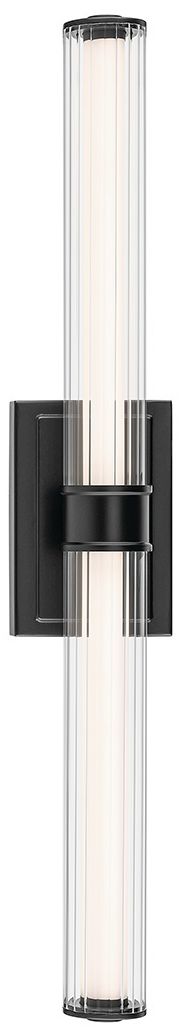Kichler Laurene Black Bath Bar Large with Clear Fluted Glass
