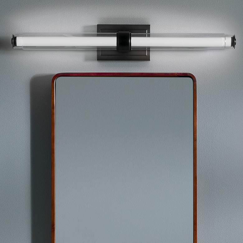 Image 1 Kichler Laurene Black Bath Bar Large with Clear Glass