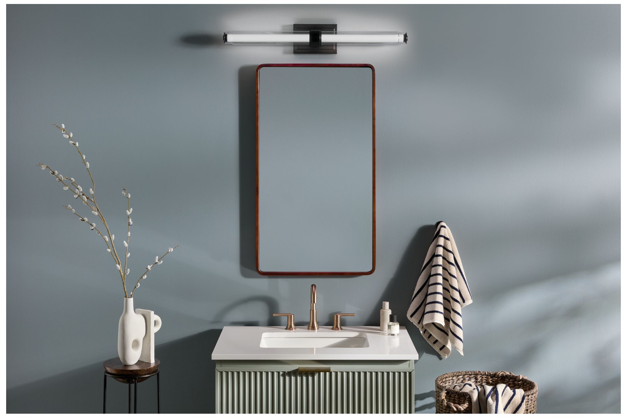 Image 3 Kichler Laurene Black Bath Bar Large with Clear Glass more views