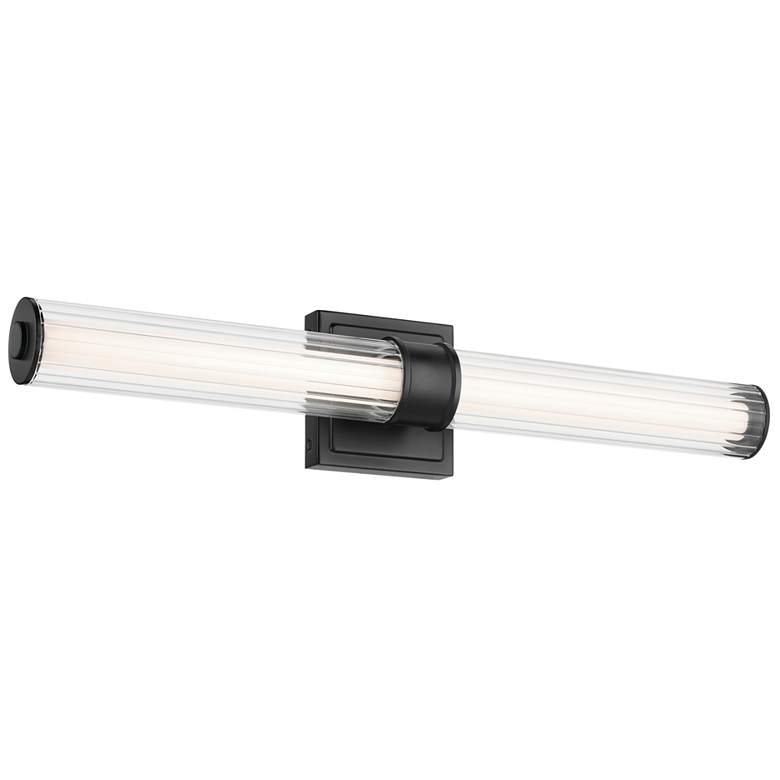 Image 1 Kichler Laurene Black Bath Bar Medium with Clear Fluted Glass