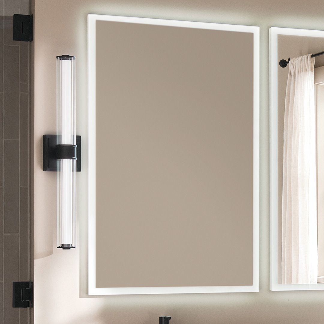 Image 2 Kichler Laurene Black Bath Bar Medium with Clear Fluted Glass more views