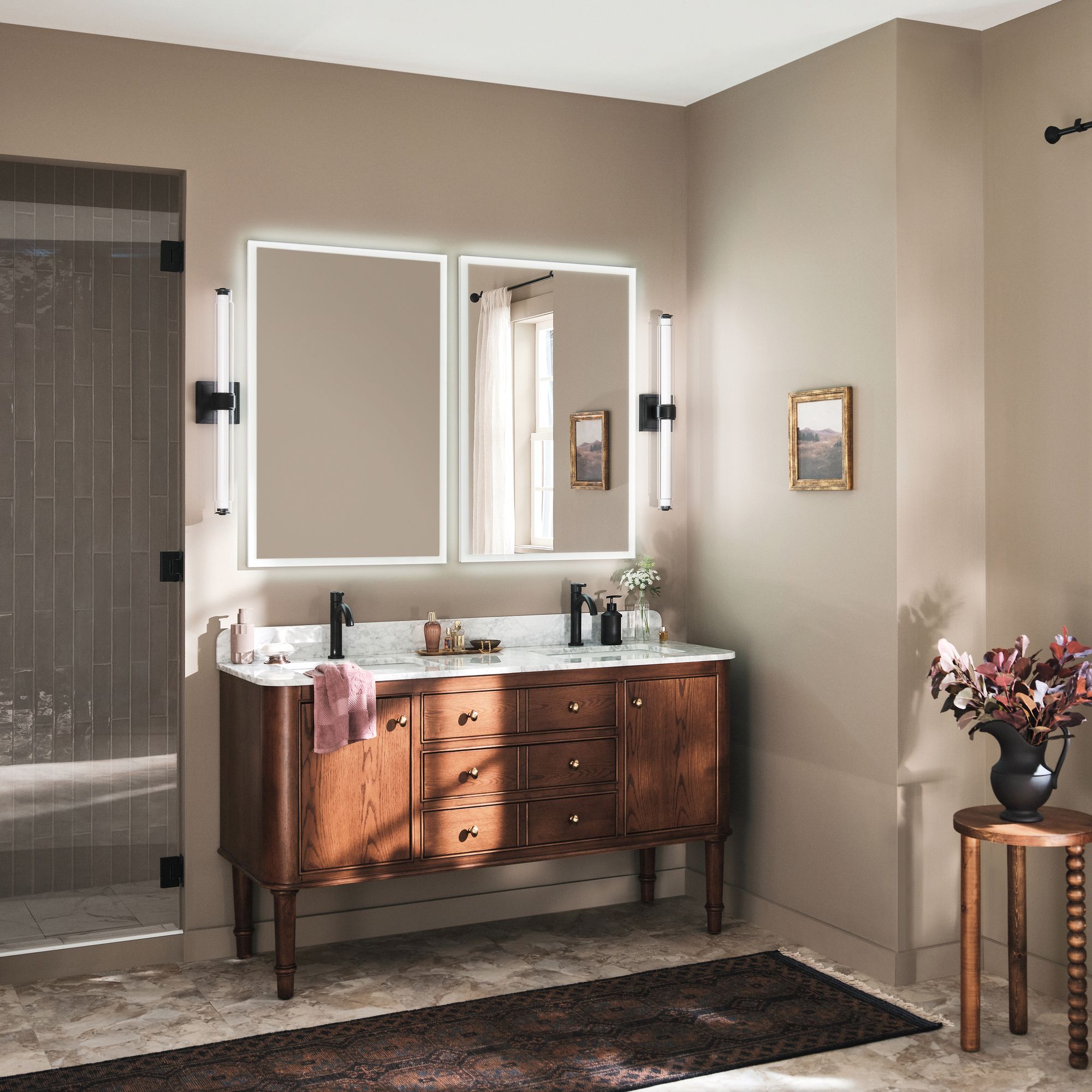 Image 2 Kichler Laurene Black Bath Bar Medium with Clear Glass more views