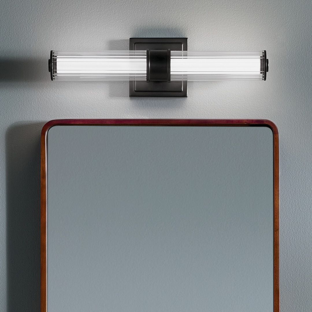 Image 2 Kichler Laurene Black Bath Bar Small with Clear Fluted Glass more views