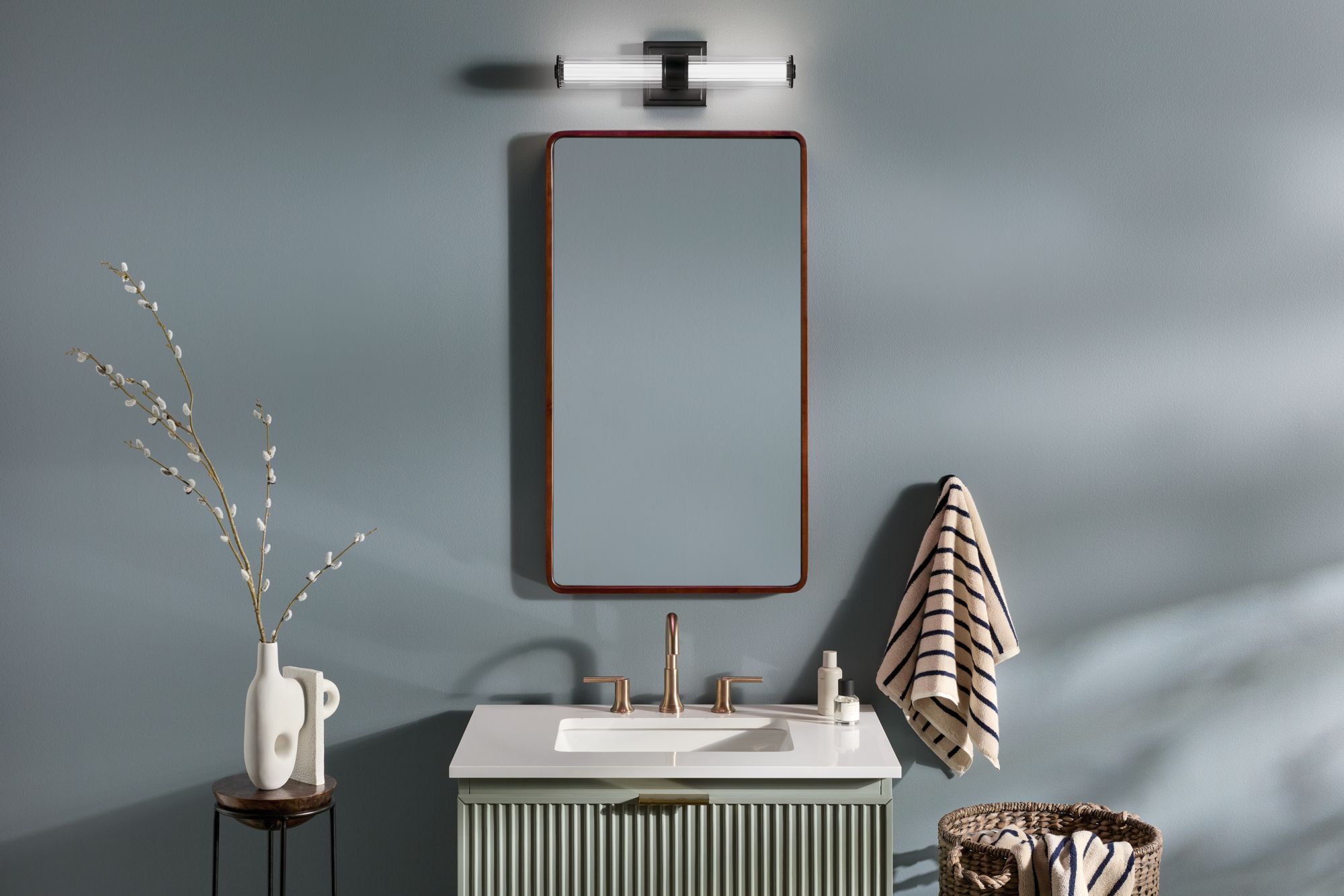 Image 3 Kichler Laurene Black Bath Bar Small with Clear Fluted Glass more views