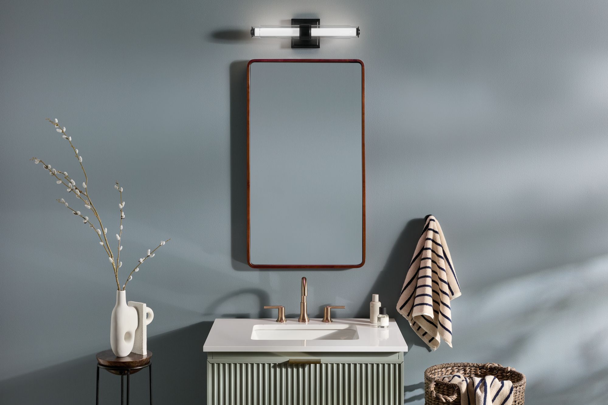 Image 3 Kichler Laurene Black Bath Bar Small with Clear Glass more views