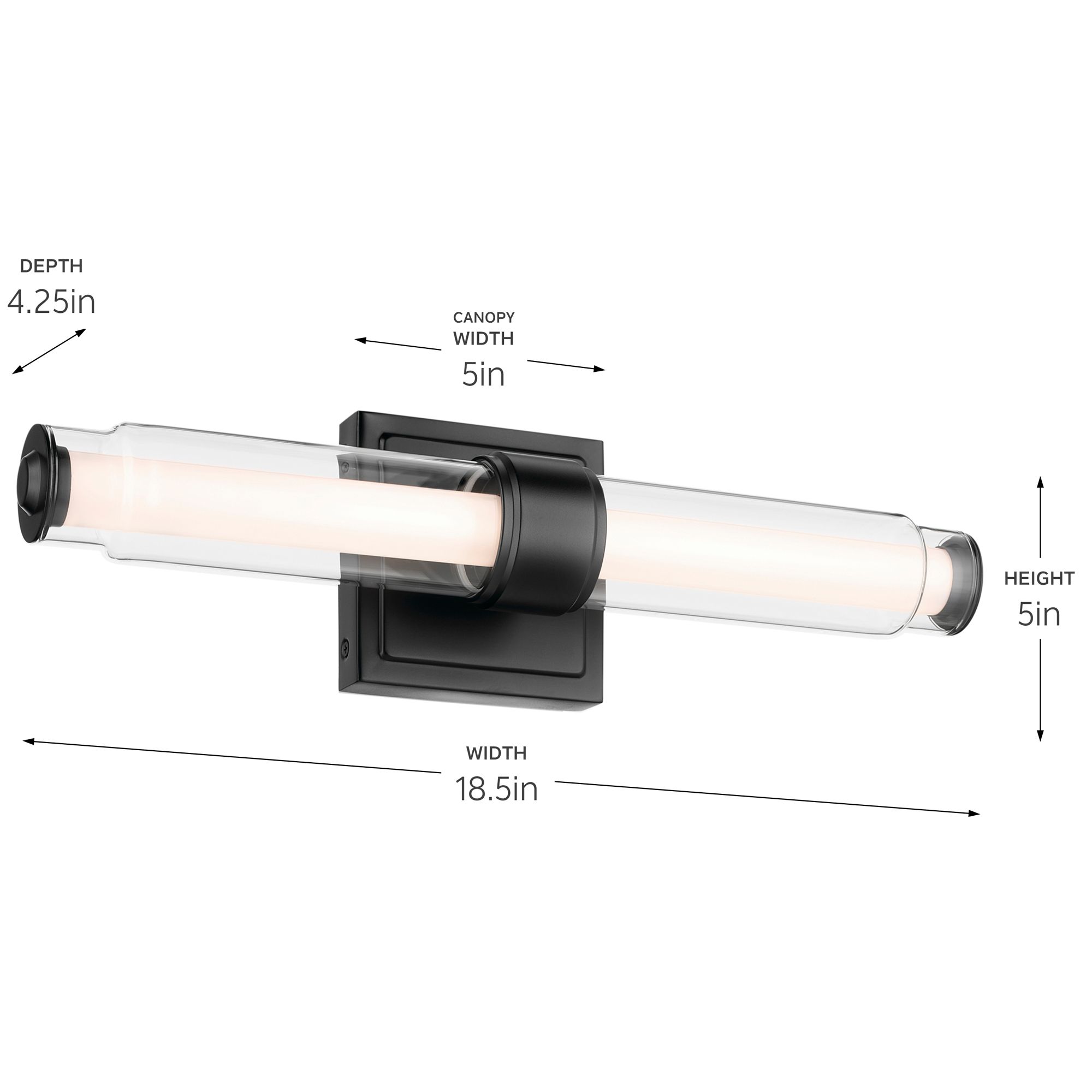 Kichler Laurene Black Bath Bar Small with Clear Glass