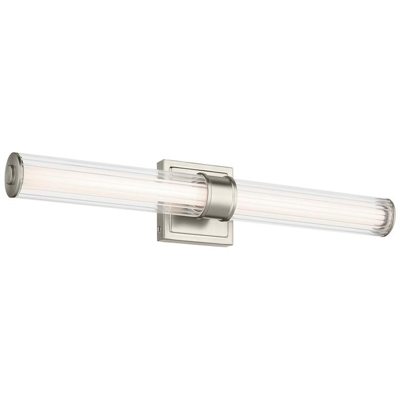 Image 1 Kichler Laurene Brushed Nickel Bath Bar Medium with Clear Fluted Glass