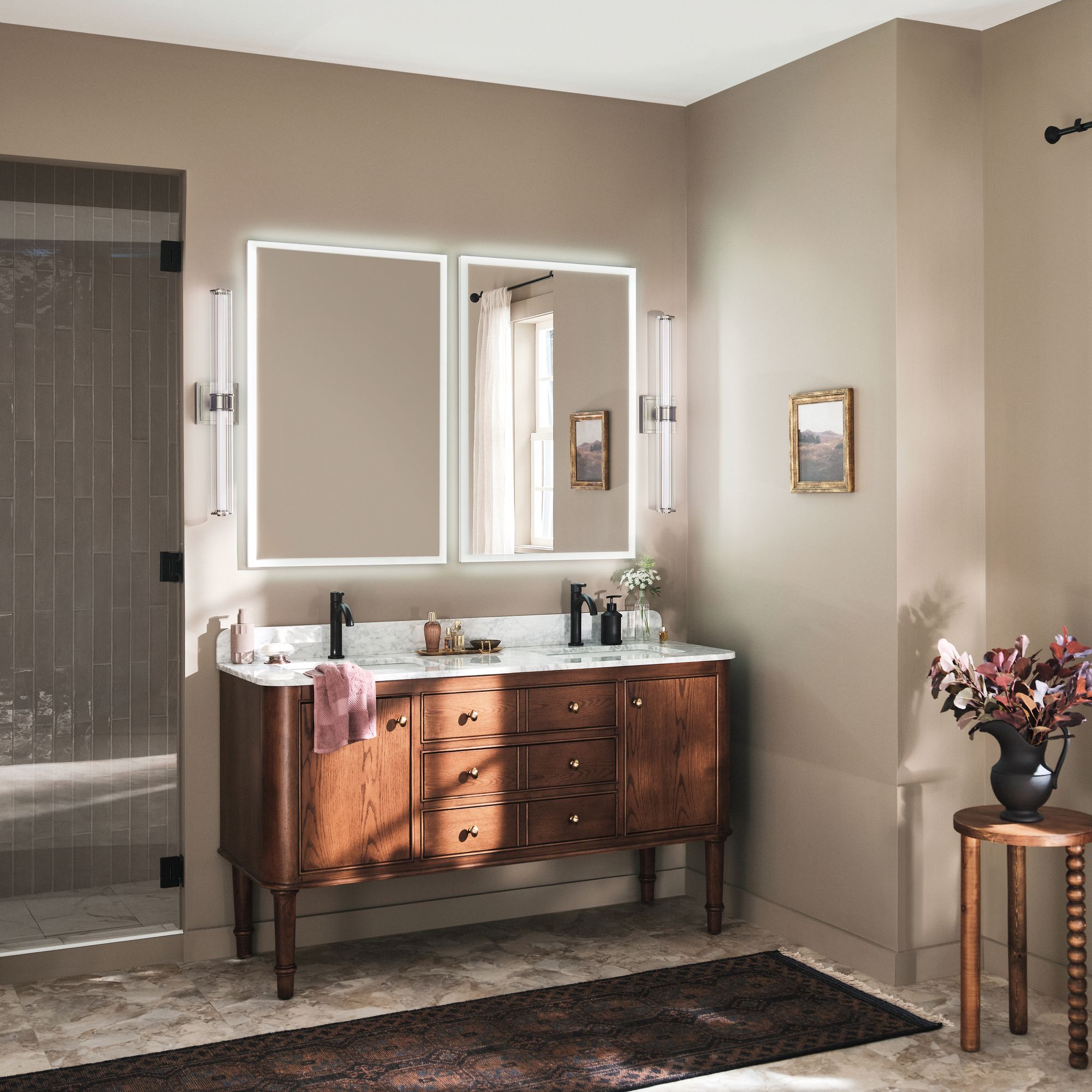 Image 2 Kichler Laurene Brushed Nickel Bath Bar Medium with Clear Fluted Glass more views