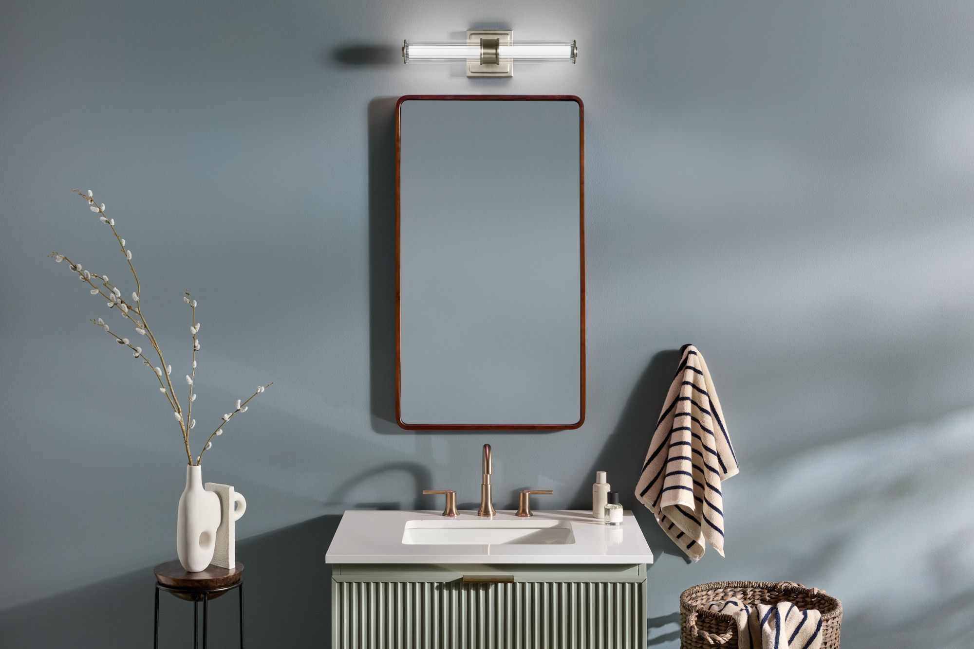 Image 3 Kichler Laurene Brushed Nickel Bath Bar Small with Clear Fluted Glass more views