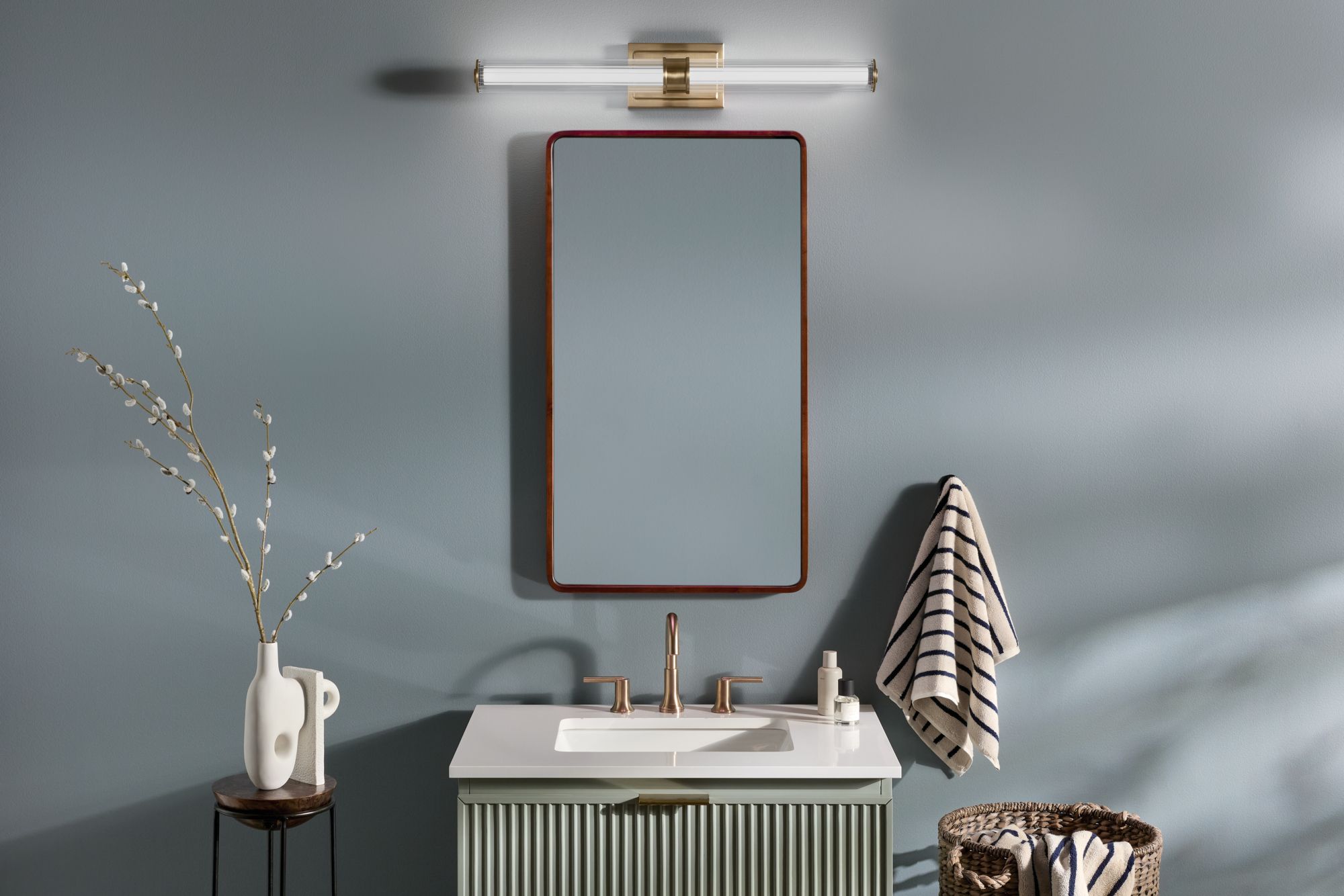 Image 3 Kichler Laurene Champagne Bronze Bath Bar Large with Clear Fluted Glass more views