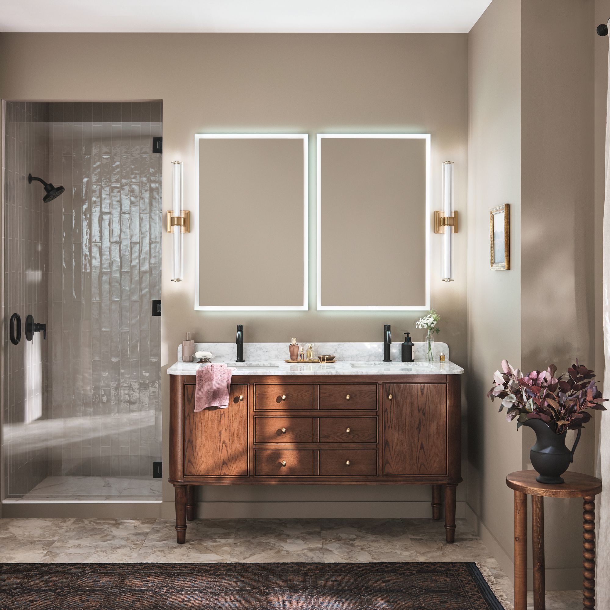 Image 2 Kichler Laurene Champagne Bronze Bath Bar Medium with Clear Fluted Glass more views