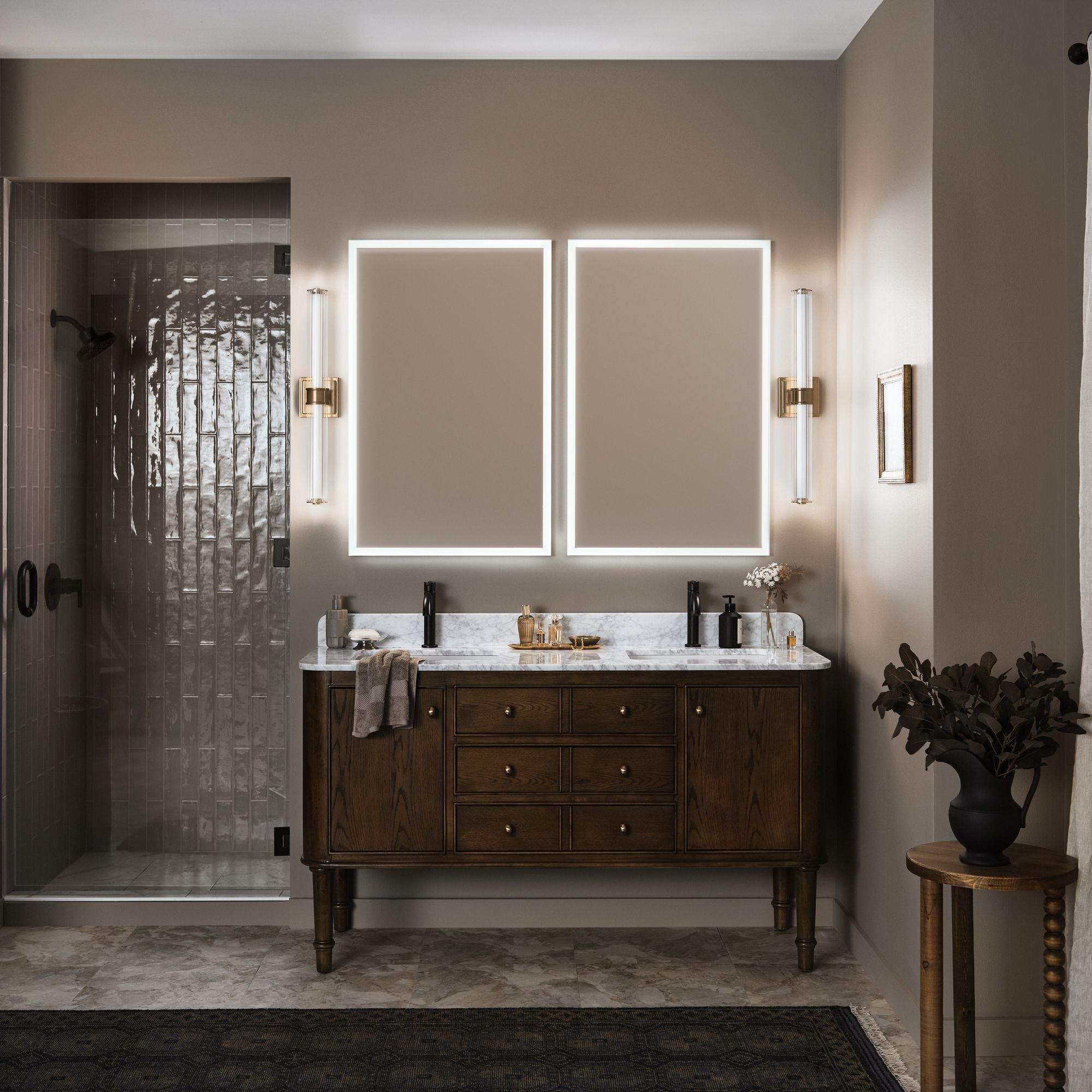 Image 3 Kichler Laurene Champagne Bronze Bath Bar Medium with Clear Fluted Glass more views