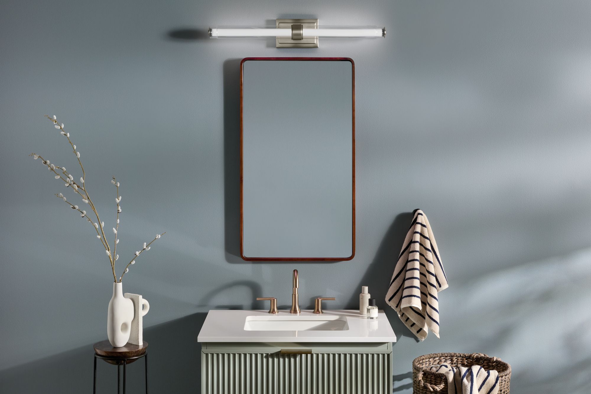 Image 2 Kichler Laurene Polished Nickel Bath Bar Large with Clear Fluted Glass more views