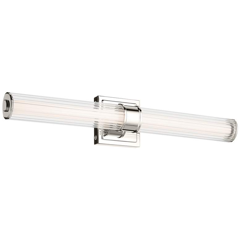 Image 1 Kichler Laurene Polished Nickel Bath Bar Medium with Clear Fluted Glass