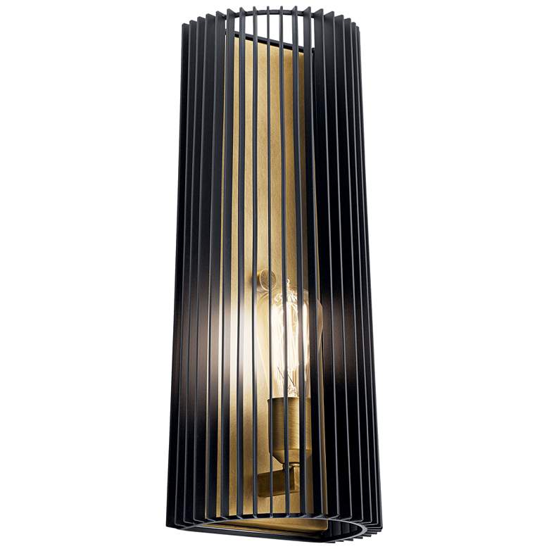 Image 1 Kichler Linara 17 inch High Black and Natural Brass Wall Sconce